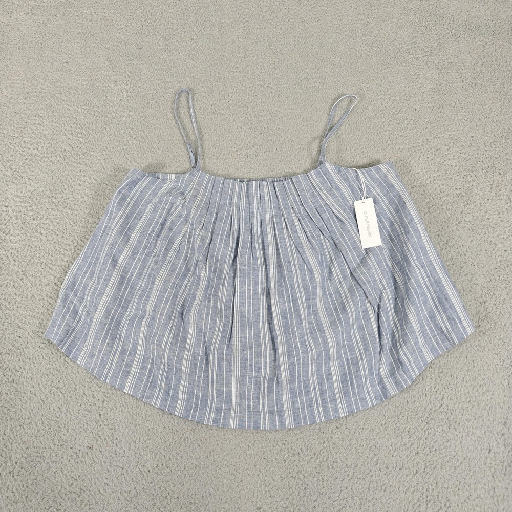 Outerknown Tides Tank Top Womens Large Blue White Striped Linen Blend Adjustable